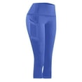 thumbnail image 3 of Running Capri Legging for Girls Slimming High Waisted Capris Leggings with Pockets Workout Travel Going Out Tights 9 Years, Blue, 3 of 6