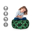 thumbnail image 2 of Checkered Storage Toy Bag Chair, Abstract Old Fashioned Classic Irish Tartan Pattern with Geometric Symmetric, Stuffed Animal Organizer Washable Bag, Large Size, Black and Green, by Ambesonne, 2 of 3