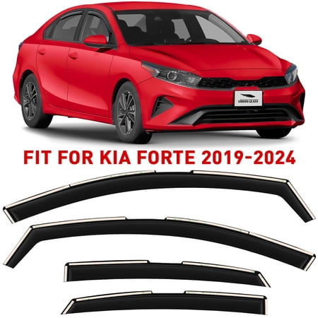 Voron Glass in-Channel Extra Durable Rain Guards for Kia Forte 2019-2024, Window Deflectors, Vent Window Visors, 4 Pieces - 201184