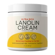 Lanolin Cream | 7 Fluid Ounces | Ultra Rich Pharmaceutical Grade | Hypoallergenic Supplement | By Sundance