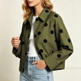 thumbnail image 5 of IUYRTFE Women's Polka Dot Zip Up Jacket with Lapel Collar and Pockets Casual Lightweight Cropped Outerwear, 5 of 8