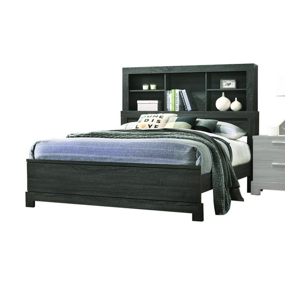 Acme Furniture Lantha Bed with Storage in Gray Oak, Multiple Size
