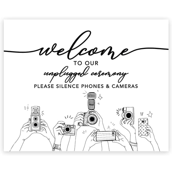 Koyal Wholesale Modern Unplugged Ceremony Wedding Canvas Guestbook, Minmalist Welcome to our Unplugged Ceremony