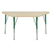 ECR4Kids 24in x 48in Trapezoid Everyday T-Mold Adjustable Activity Table Maple/Maple/Green - Toddler Swivel
