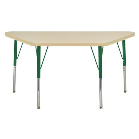 ECR4Kids 24in x 48in Trapezoid Everyday T-Mold Adjustable Activity Table Maple/Maple/Green - Toddler Swivel