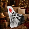 thumbnail image 3 of Red-Crowned Cranes Pine Branch Ink Wash Art, Peaceful Mountain Lake Scene, Warm Flannel Blanket for Cabin and Lodge, Outdoor Lovers Camping Gift, Rustic Home Decor, 3 of 9