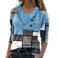 thumbnail image 1 of Gibobby Blusas De Moda Camiseta de manga larga con cuello cruzado y cuello en V para mujer（Aqua， XXL), 1 of 5