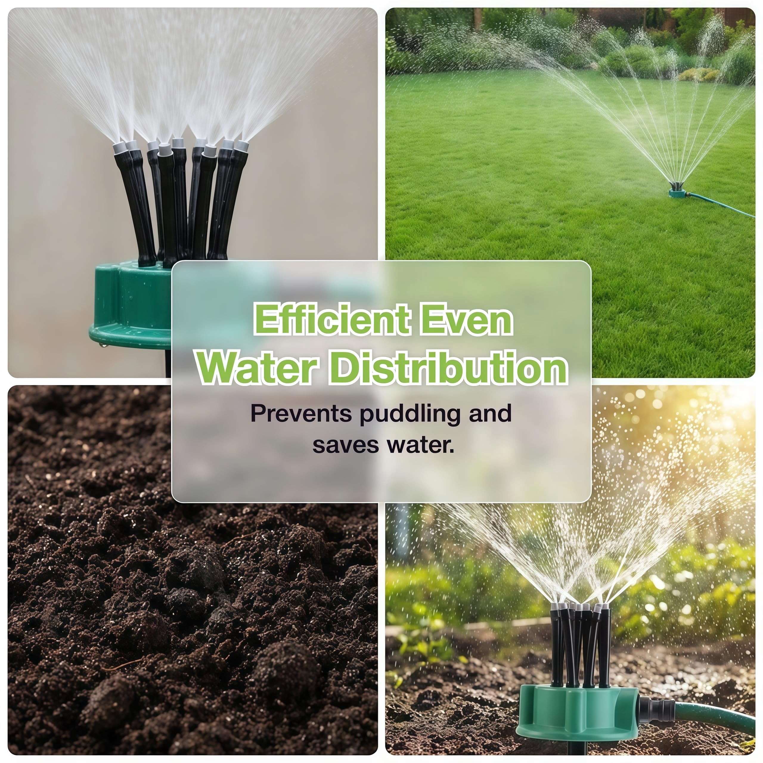 360° Multi-Directional Lawn Sprinkler, Flexible 12-Nozzle Garden Water Sprinkler for Yard, Grass & Kids Play