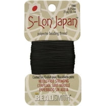 The Beadsmith S-Lon Japan – Fine Polyester Thread – Black Color, .25mm Diameter, 22 Yards per Card – Needle-Free Stringing, Easy to Thread Beads – Ideal for Knotted Jewelry, Pearls and DIY Crafts