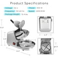 thumbnail image 7 of Electric Ice Crusher Shaver 4 Blades Snow Cone Maker Machine Silver 210lbs/hr with Ice Pick for Home and Commercial Use, 7 of 7