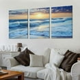 thumbnail image 2 of Nawypu Sea Beach Framed Canvas Wall Art For Living Room Wall Decor For Bedroom Home Decor Blue Ocean Canvas Pictures Artwork Sunny Sea View Wave Painting Office Wall Decorations 12''x16''X3 Panels, 2 of 4