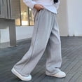 thumbnail image 6 of LIJCC Boys Spring Autumn Sweatpants Solid Color Loose Wide Leg Sweat Pants Elastic High Waist Baggy Joggers(Grey,6-7 Years), 6 of 8