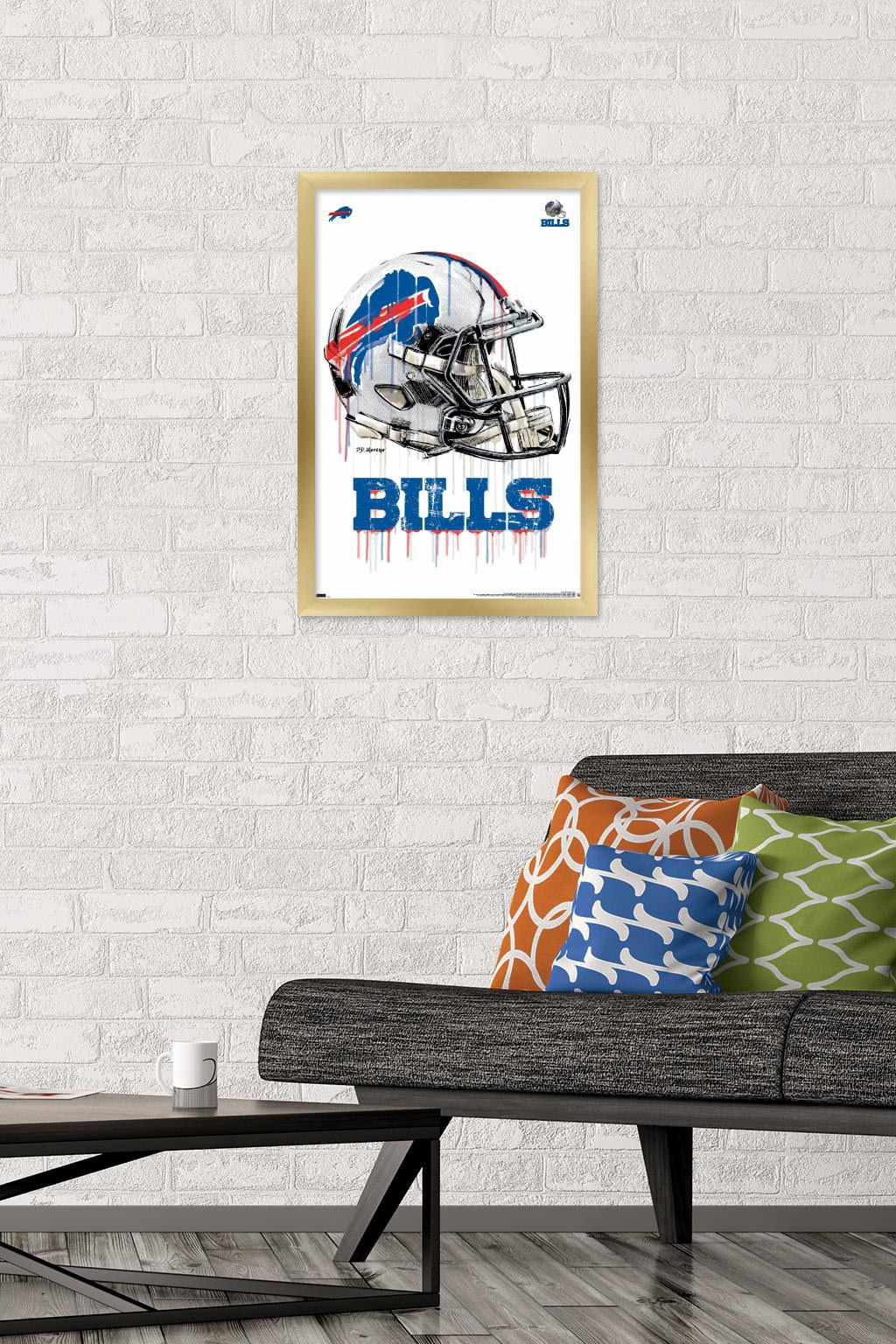 NFL Buffalo Bills - Drip Helmet 20 Wall Poster, 14.725" x 22.375", Framed