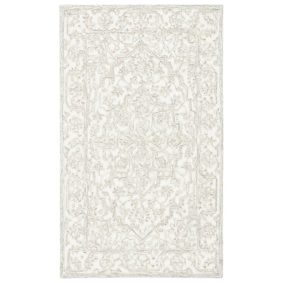 SAFAVIEH Trace Donna Floral Area Rug, Ivory/Natural, 3' x 5'