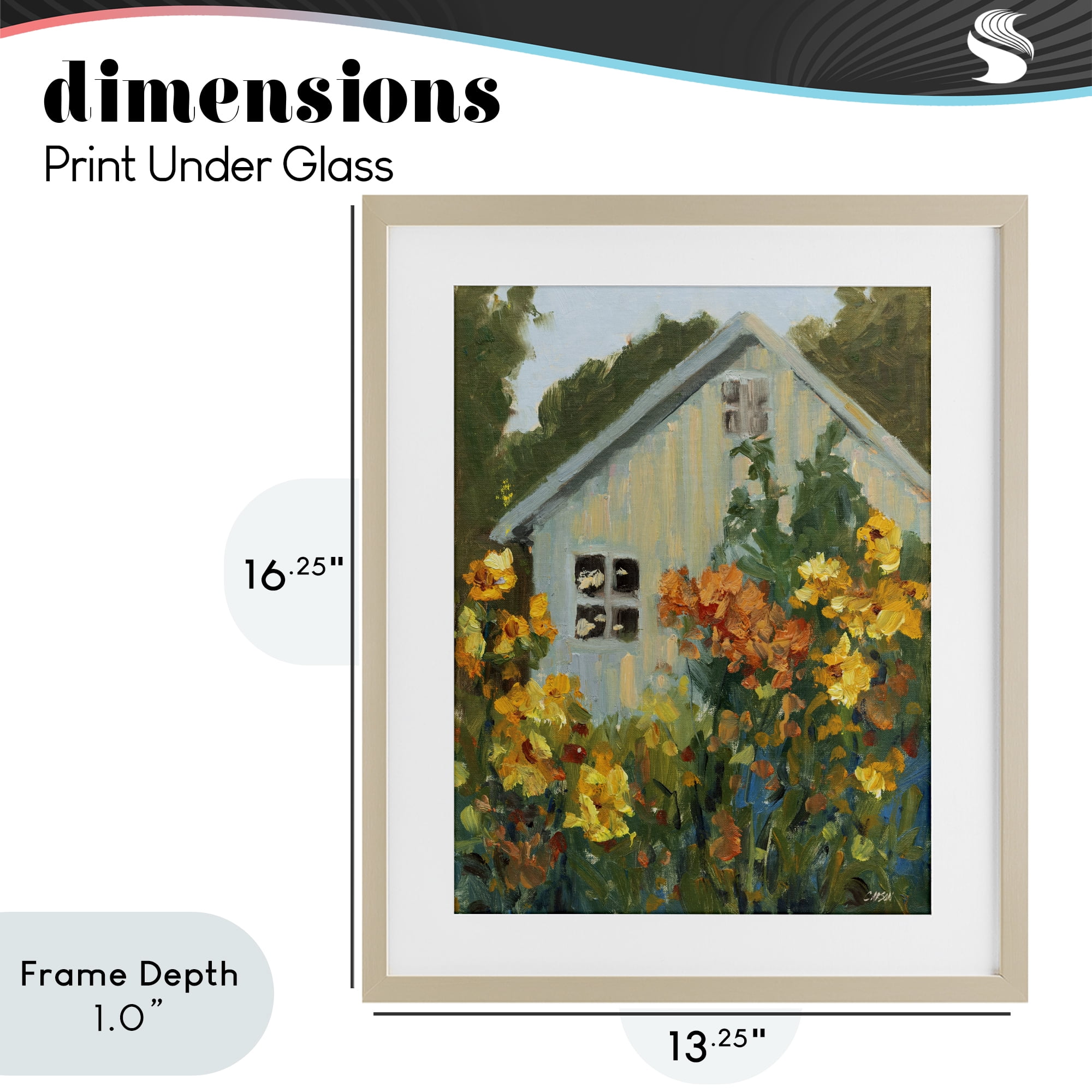 Stupell Industries Sunlit Cottage Garden View Birch Framed Print Under Glass, design by Carson Overstreet