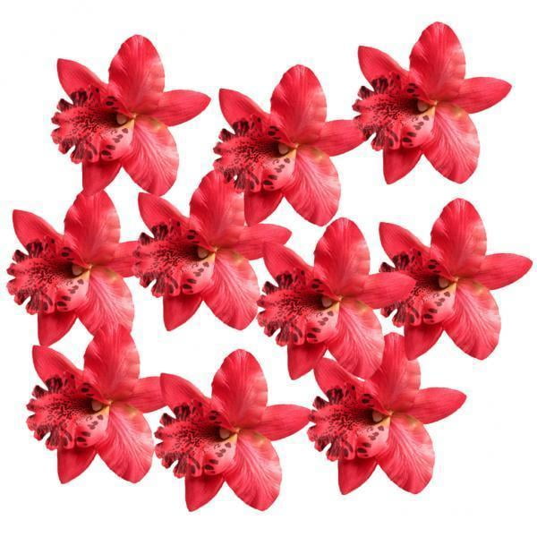 2x 10 Unids Cabeza de Flor de La de Seda para El Banquete de Boda de Bricolaje Nupcial Accesorios para El Cabello 9 Cm Sunnimix Cabeza de flor de seda de orquídea