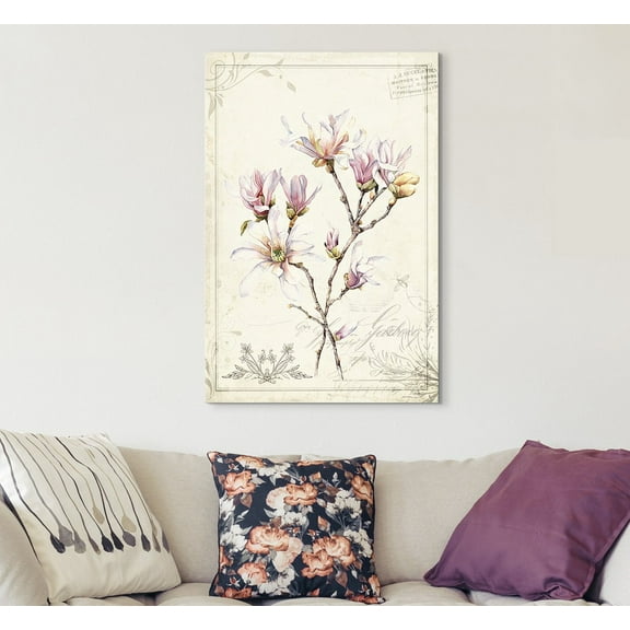 wall26 Canvas Wall Art - Vintage Style Magnolia Flowers - Giclee Print Gallery Wrap Modern Home Art Ready to Hang - 12x18 inches