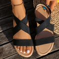 thumbnail image 5 of Wovix Sandals For Women Cross Band Shoes Basic Soft Shoes Open Toe Solid Basic Footwear Indoor Outdoor Shoes, 5 of 9