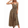 thumbnail image 3 of Women'S Summer Midi Boho Dresses Casual Floral Spaghetti Straps Lace Up Dress Flowy Aline Beach Sundress Yellow M, 3 of 9