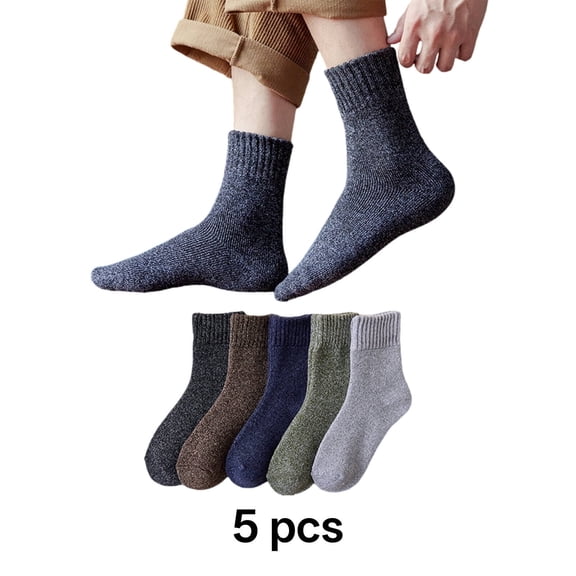 TELOLY Wool Socks Men,Packaging and Size Warm Socks for Men,5 Pairs of Socks Winter Socks for Men,Style1