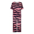 thumbnail image 4 of Aqestyerly Ensemble de Pyjama à Manches Courtes Imprimé pour Femme, Haut de Détente à Col Rond avec Pantalon et Poches pour la Maison HWRETIE, 4 of 7