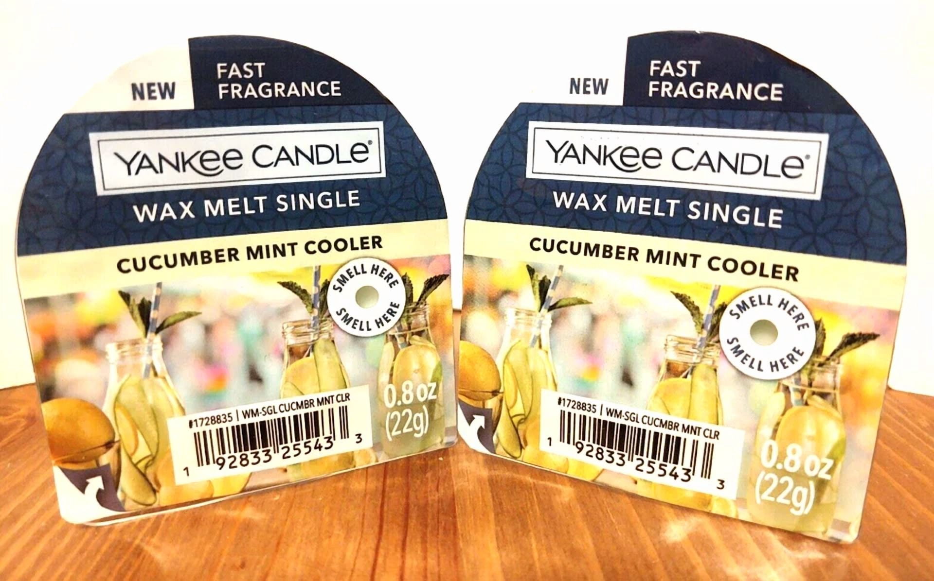 Yankee Candle Cucumber Mint Cooler Wax Melt Tart Singles X 2 0.8 Oz Each New