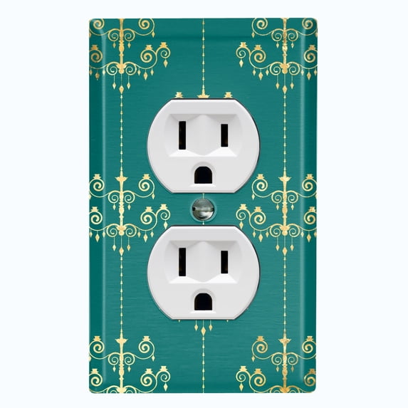 Metal Light Switch Plate Cover Elegant Burgundy Chandelier Damask DAM096