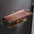 thumbnail image 4 of Portarrollos de papel higiénico doble con estante, Portarrollos de papel higiénico con estante de almacenamiento de madera rústica, sin taladros ni tornillos, montado en la pared,, 4 of 7