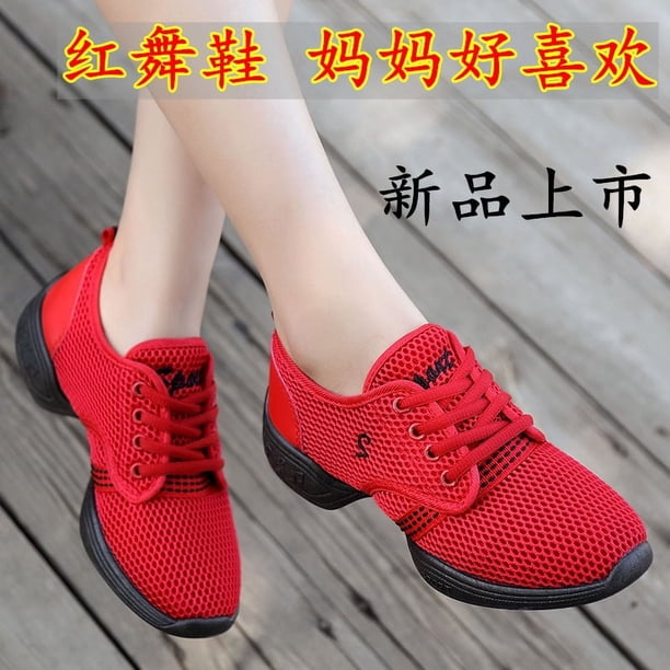 Zapatos deportivos de una sola red con suela exterior blanda, zapatillas de baile para mujer, zapatos de práctica, zapatos de baile modernos de Jazz, talla 29-44