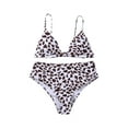 thumbnail image 3 of Rdhnmea Women 2 Piece Bikini Set Leopard Print Swimsuit Crocodile Stone Pattern Swimwear Deep V Neck Bathing Suit High Waist Bikinis Bathing Suit, 3 of 9