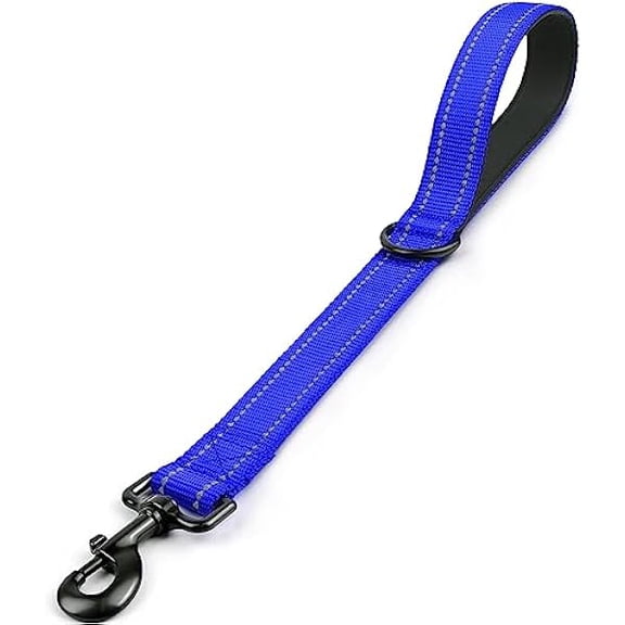 Eryueer Strong Short Dog Leash 18 Inch, 1.2 Inch Wide, Heavy Duty, Padded Handle for Traffic Control, Reflective Leash for Medium and Large Dogs Walking Training, Royal Blue
