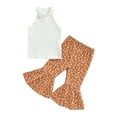 thumbnail image 1 of Arvbitana Toddler Girl Flared Pants Outfits Sleeveless Shirts Cow Print Floral Bell Bottom Set 2Pcs, 1 of 9