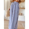thumbnail image 5 of Eytino Womens Trousers Striped Casual Drawstring Elastic Waist Wide Leg Pants with Pockets, 5 of 6