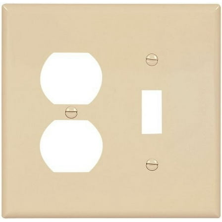 Cooper Wiring Devices 393720404 2038V-BOX 2 Gang Toggle & Receptacle Wall Plate, Ivory