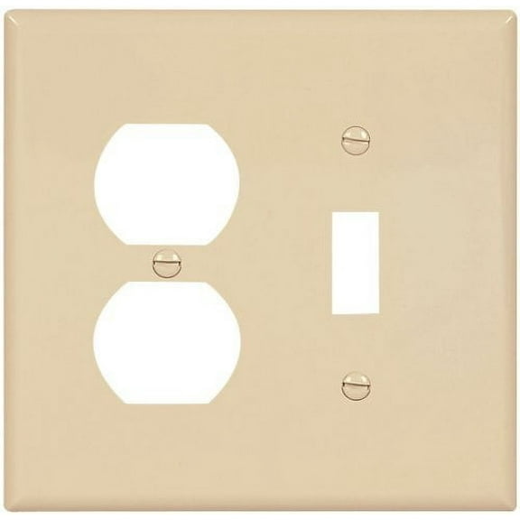 Cooper Wiring Devices 393720404 2038V-BOX 2 Gang Toggle & Receptacle Wall Plate, Ivory