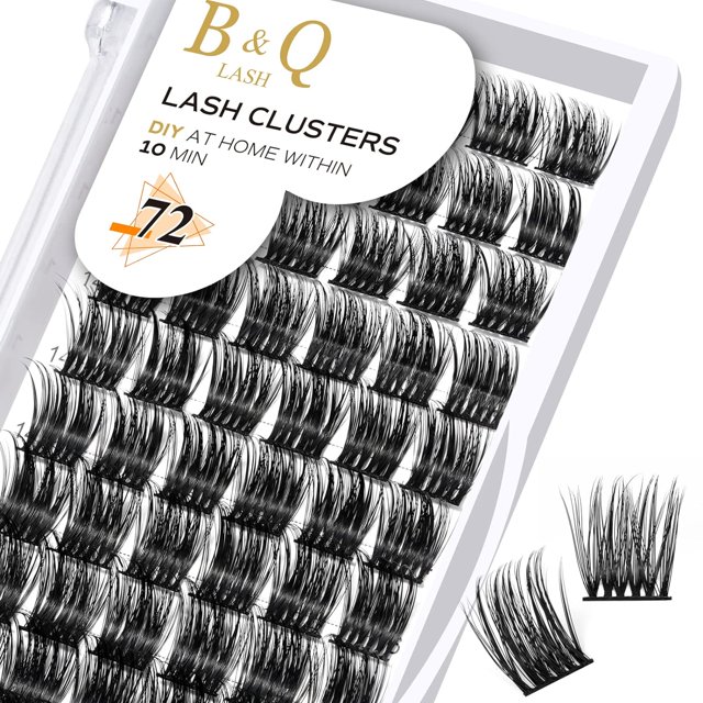 Lash Clusters B02 D Curl 0.630 in Extensiones de pestañas DIY 72 grupos de pestañas B&Q LASH Mega Volumen Pestañas individuales Extensiones de grupos de pestañas Wispy Individual Lashes Cluster DIY en