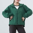 thumbnail image 6 of Women's Lightweight Hooded Jacket Long Sleeve Zip Up Breathable Solid Color Outerwear with Pockets Army Green XXL, 6 of 8