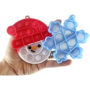 Set of 2 Cute Christmas Bubble Poppers - Snowman and Snowflake - Fidget Toy - Fun Party Favor Toy - Winter Holiday (Random Colors)