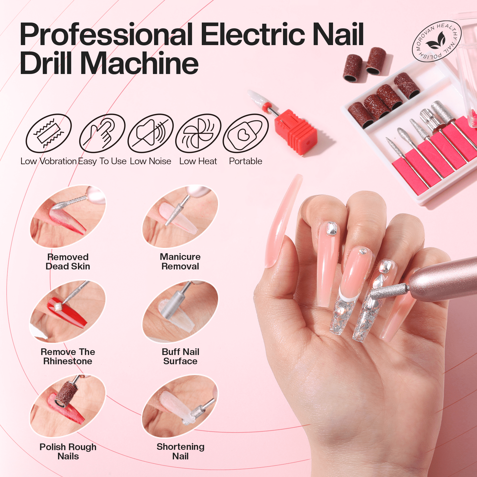 MOROVAN Acrylic Nail Kit with Drill Set Includes Glitter Powder