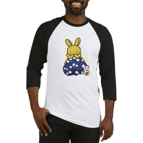 CafePress - Japanese Style Rabbit With Purse Baseball Jersey - Cotton Baseball Jersey, 3/4 Raglan Sleeve Shirt