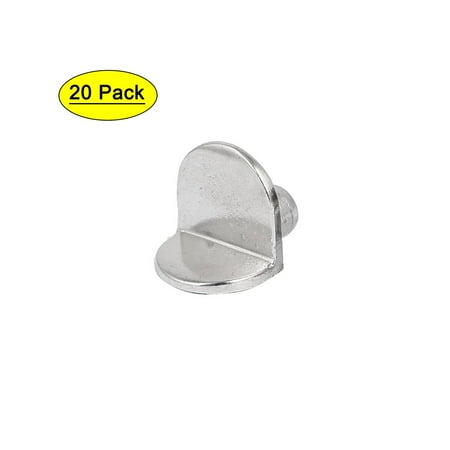 

5mm x 6mm Pin Metal Bracket Style Shelf Support Pegs Silver Tone 20 Pcs