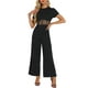 thumbnail image 1 of INSPIRAR CHIC Mono de Mujer de Manga Corta Cuello Redondo Malla Transparente Casual Pantalones Anchos L Negro, 1 of 6