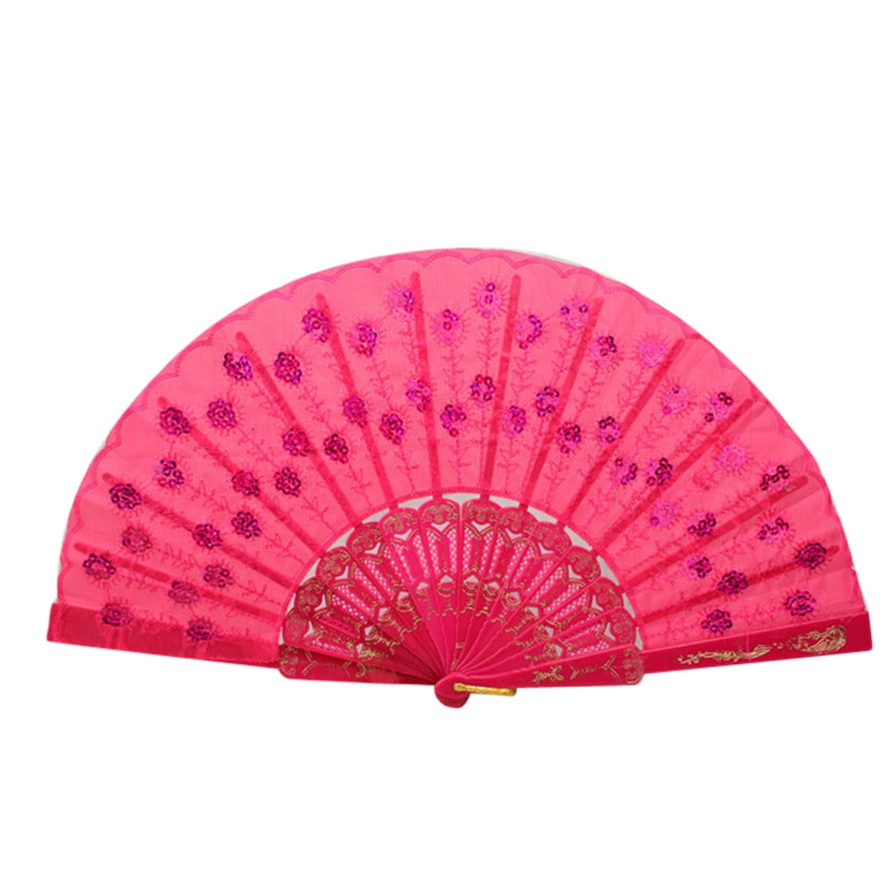 Spanish Floral Folding Hand Fan Flowers Pattern Lace Handheld Fans Size 10 Pack 