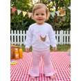 thumbnail image 3 of Cjfdfy Toddler Baby Girls Birthday Outfits First Birthday 1 Chick Embroidery Sweatshirt And Plaid Bell Bottoms Flare Pants Cute One Year Old Birthday Fall Winter Clothes, 3 of 9