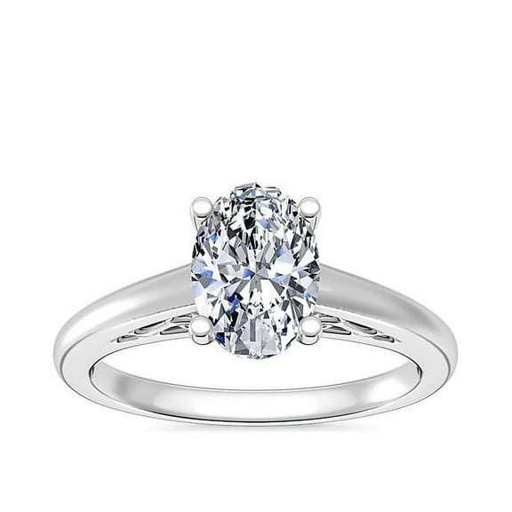 Diamond-Capitals 2.00 Carat Oval Shape IGI Certified Lab Grown Diamond Attractive Solitaire Ring for Women Solid 14K White Gold Size 7