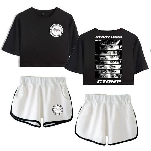 Stray Kids Women's fashion summer street trend women's short sleeved shorts set
