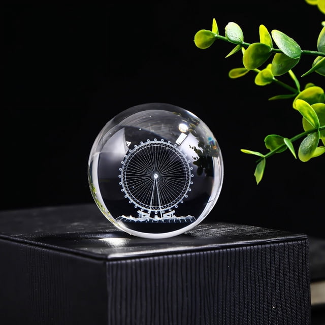 Bola de cristal Día lluvioso Nubes Sol Galaxia Manualidades para el hogar Adornos Cubo tallado interior con láser Regalo