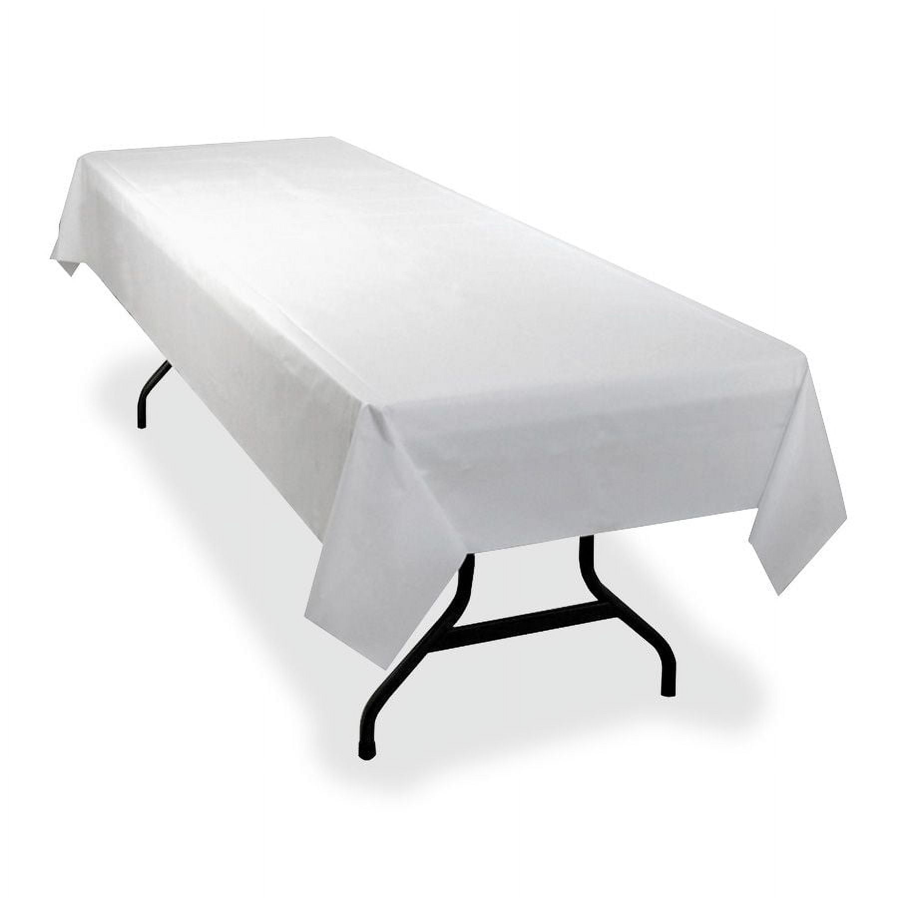 Genuine Joe, GJO10324CT, Banquet-Size Plastic Tablecover, 6 / Carton, White