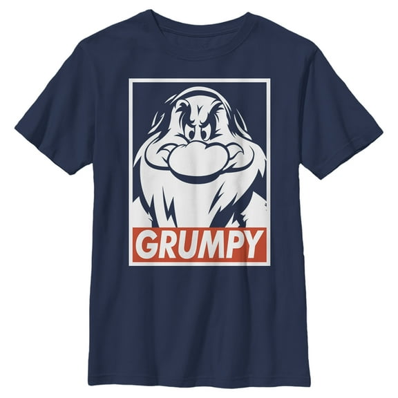 Boy's Snow White and the Seven Dwarfs Grumps Box Logo Graphic Tee Navy Blue Small