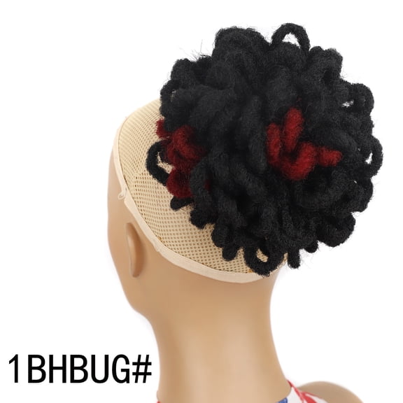 XmhyTop Dreadlocks Bun Puff Drawstring Ponytail Hair Extensions for Women, Nu Locs Braided Chignon Synthetic Clip In Hairpiece for Daily & Party Hairstyles, 1BHBUG#